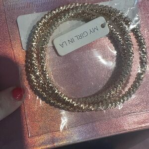 Gold Rope Pattern Bracelet Set with Sparkling Elegance